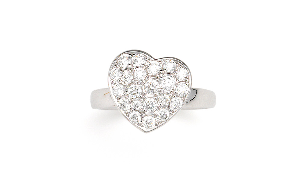 H-line / Ring / Pt950 / Diamond / Heart