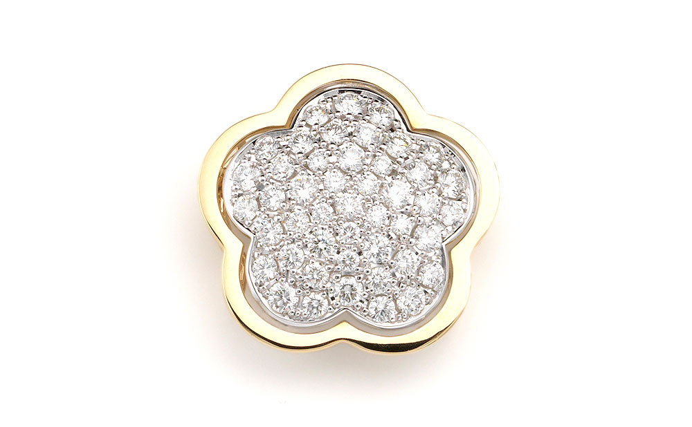 H-line / Brooch / Pt950 / K18 / Diamond / Hana