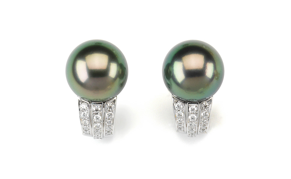 K-line / Pierce / Pt950 / K18WG / South Sea Cultured pearls / Diamond