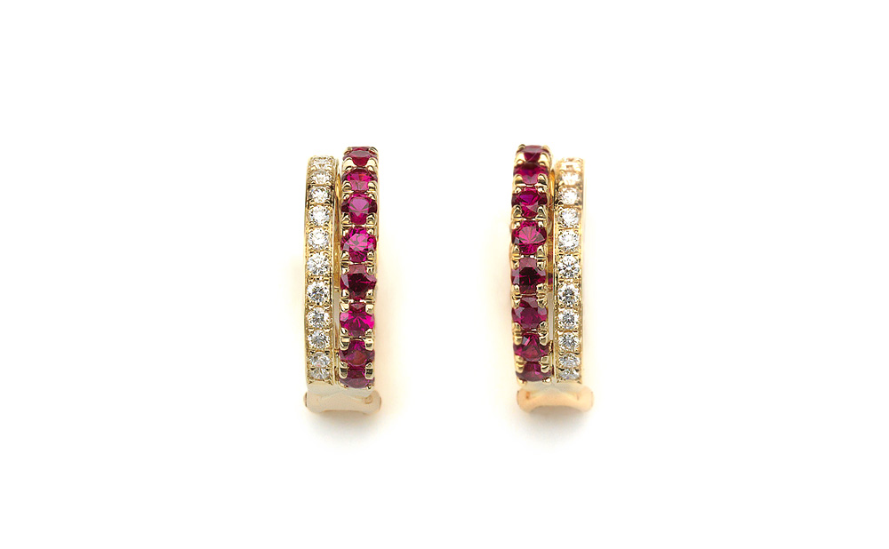 K-line / Earrings / K18 / Ruby / Diamond