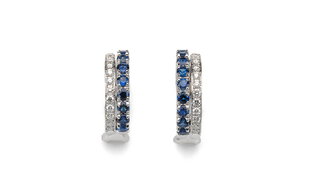 K-line / Earrings / Pt950 / K18WG / Sapphire / Diamond