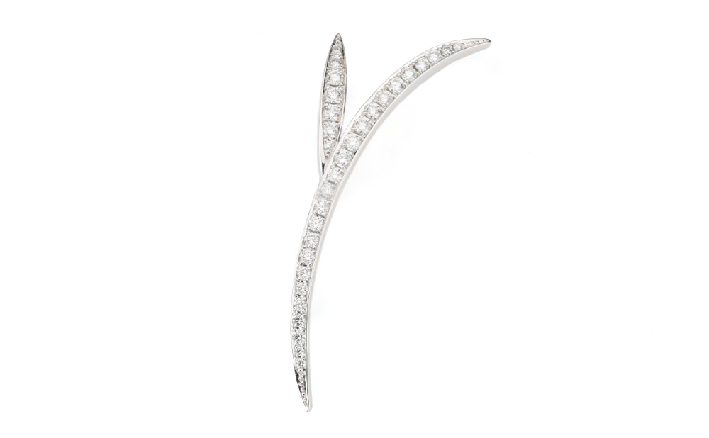 U-line / Brooch / PT / K18WG / Diamond